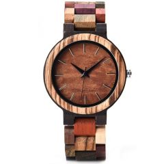 COI Titanium Koa Wood Watch With Steel Clasp(Length: 8.27 inches)-01809BB