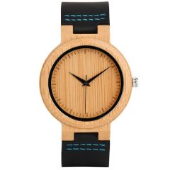 COI Titanium Koa Wood Genuine Leather Watch With Steel Clasp(Length: 7.87 inches)-01826BB
