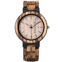 COI Titanium Koa Wood Watch With Steel Clasp(Length: 8.27 inches)-01827BB