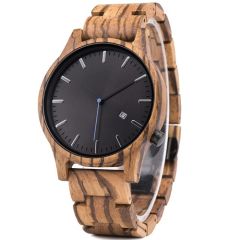 COI Titanium Koa Wood Watch With Steel Clasp(Length: 8.07 inches)-01829BB