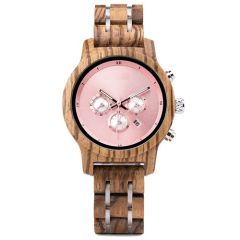 COI Titanium Koa Wood Chronograph Watch With Steel Clasp(Length: 8.50 inches)-01833BB