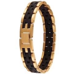 COI Gold Tone Titanium Koa Wood Bracelet With Steel Clasp(Length: 8.66 inches)-01836BB