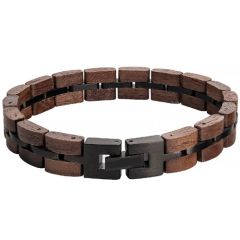 COI Black Titanium Koa Wood Bracelet With Steel Clasp(Length: 8.66 inches)-01837BB