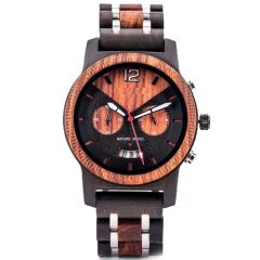 COI Titanium Two Counters Koa Wood Watch With Steel Clasp(Length: 8.07 inches)-01840BB