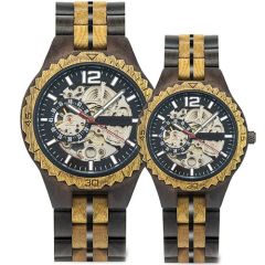 COI Black Titanium Koa Wood Watch With Steel Clasp(Length: 8.07 inches)-01847BB