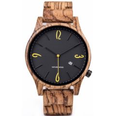 COI Black Titanium Koa Wood Watch With Steel Clasp(Length: 8.07 inches)-01848BB