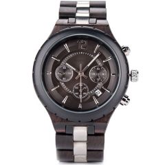 COI Titanium Koa Wood Chronograph Watch With Steel Clasp(Length: 8.07 inches)-01850BB
