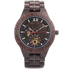 COI Black Titanium Koa Wood Watch With Steel Clasp(Length: 8.07 inches)-01855BB