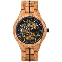 COI Black Titanium Koa Wood Watch With Steel Clasp(Length: 8.07 inches)-01859BB