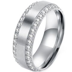 ***COI Titanium Gold Tone/Silver Ring With Cubic Zirconia-01864BB