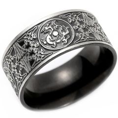 ***COI Titanium Black/Gold Tone Dragon Celtic Ring-01866BB