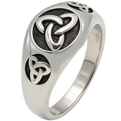 ***COI Titanium Black Silver Trinity Knots Ring-01868BB