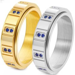 ***COI Titanium Gold Tone/Silver Ring With Created Blue Sapphire/Purple Amethyst/Created Red Ruby/Created White Diamond-01869BB