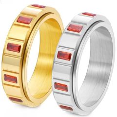 ***COI Titanium Gold Tone/Silver Ring With Created Blue Sapphire/Created Red Ruby/White Diamond/Purple Amethyst-01870BB