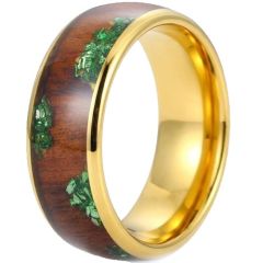***COI Gold Tone Titanium Abalone Shell & Koa Wood Dome Court Ring-01888BB