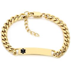 ***COI Titanium Gold Tone/Silver Medical Alert Bracelet With Steel Clasp(Length: 7.87 inches)-01892BB