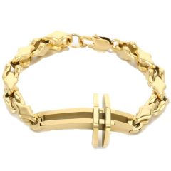 ***COI Titanium Black/Gold Tone/Silver Cross Bracelet With Steel Clasp(Length: 8.66 inches)-01898BB