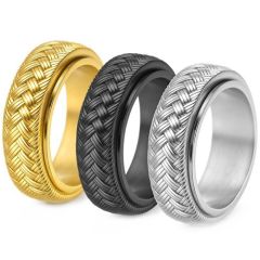 ***COI Titanium Black/Gold Tone/Silver Ring-01960BB