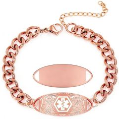 ***COI Titanium Rose/Gold Tone/Silver Medical Alert Bracelet With Steel Clasp(Length: 7.48 inches)-01997BB
