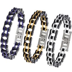 ***COI Black Titanium Blue/Gold Tone/White Bracelet With Steel Clasp(Length: 8.27 inches)-02017BB