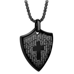 ****COI Titanium Black/Gold Tone/Silver/Blue Cross Prayer Pendant-02035BB
