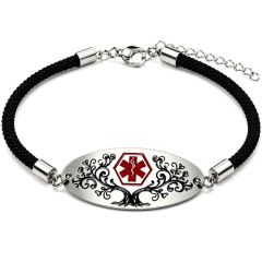 ****COI Titanium Medical Alert Genuine Leather Bracelet With Steel Clasp(Length: 8.27 inches)-02043BB
