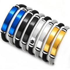 ****COI Titanium Black/Gold Tone/Blue/Silver Medical Alert Bracelet With Steel Clasp(Length: 8.27 inches)-02046BB