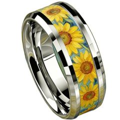 ****COI Titanium Sunflower Beveled Edges Ring-02050BB