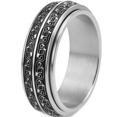****COI Titanium Black/Gold Tone/Silver Celtic Step Edges Ring-02070BB