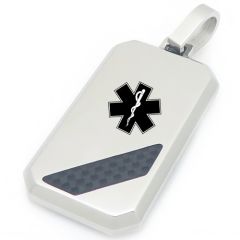 ****COI Titanium Gold Tone/Silver Carbon Fiber Medical Alert Pendant-02086BB