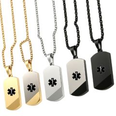 ****COI Titanium Black/Silver/Gold Tone Medical Alert Pendant-02087BB