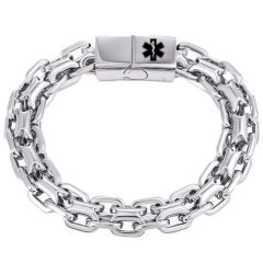 ****COI Titanium Black/Silver Medical Alert Bracelet With Steel Clasp(Length: 8.27 inches)-02091BB