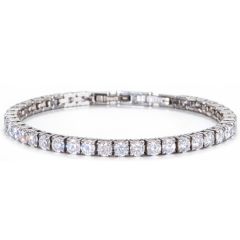 ****COI Titanium Gold Tone/Silver Cubic Zirconia Tennis Bracelet With Steel Clasp(Length: 8.27 inches)-02108BB