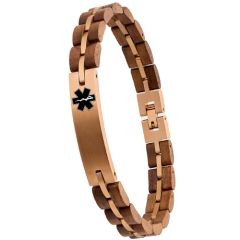 ****COI Rose Titanium Koa Wood Medical Alert Bracelet With Steel Clasp(Length: 8.66 inches)-02111BB