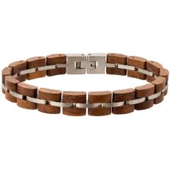 ****COI Titanium Koa Wood Bracelet With Steel Clasp(Length: 8.66 inches)-02112BB