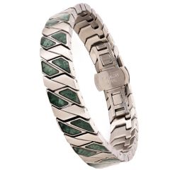 ****COI Titanium Black/Silver Koa Wood Bracelet With Steel Clasp(Length: 8.66 inches)-02113BB