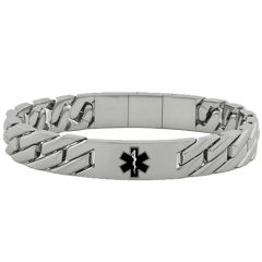 ****COI Titanium Black/Gold Tone/Silver Medical Alert Bracelet With Steel Clasp(Length: 8.27 inches)-02119BB