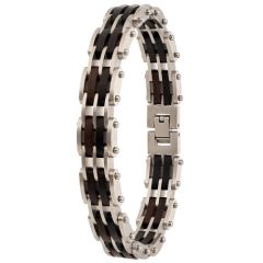 ****COI Titanium Black/Gold Tone/Silver/Blue Koa Wood Bracelet With Steel Clasp(Length: 8.66 inches)-02132BB