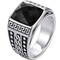 ****COI Titanium Black silver Celtic Ring With Black Onyx/Created Blue Sapphire/Red Ruby-02135BB