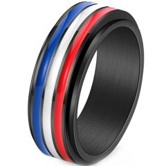 ****COI Black Titanium Blue White Red Resin Ring-02145BB