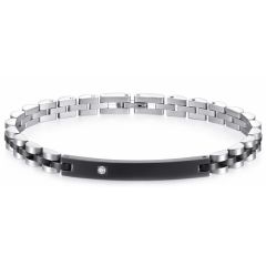 ****COI Titanium Black/Gold Tone/Blue Silver Cubic Zirconia Bracelet With Steel Clasp(Length: 7.87 inches)-02150BB