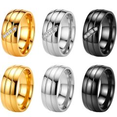 ****COI Titanium Black/Gold Tone/Silver Ring With/Without Cubic Zirconia-02151BB