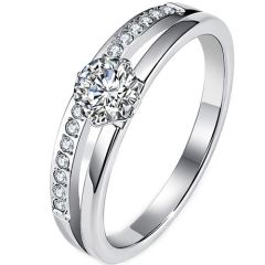 ****COI Titanium Gold Tone/Silver Solitaire Ring With Cubic Zirconia-02152BB