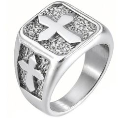 ****COI Titanium Gold Tone/Silver Cross Ring-02160BB