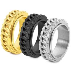 ****COI Titanium Black/Gold Tone/Silver Keychain Ring-02164BB