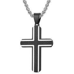 ****COI Titanium Black/Gold Tone/Silver Silver Cross Pendant-02171BB