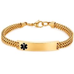 ****COI Titanium Black/Gold Tone/Silver Medical Alert Bracelet With Steel Clasp(Length: 8.66 inches)-02179BB
