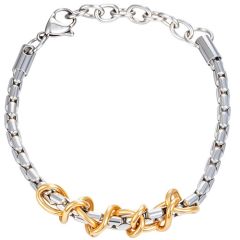 ****COI Titanium Gold Tone Silver Bracelet With Steel Clasp(Length: 8.27 inches)-02212BB