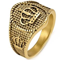 ****COI Titanium Gold Tone/Silver Crown Ring-02216BB