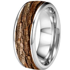 ****COI Titanium Black/Silver Ring With Koa Wood-02220BB